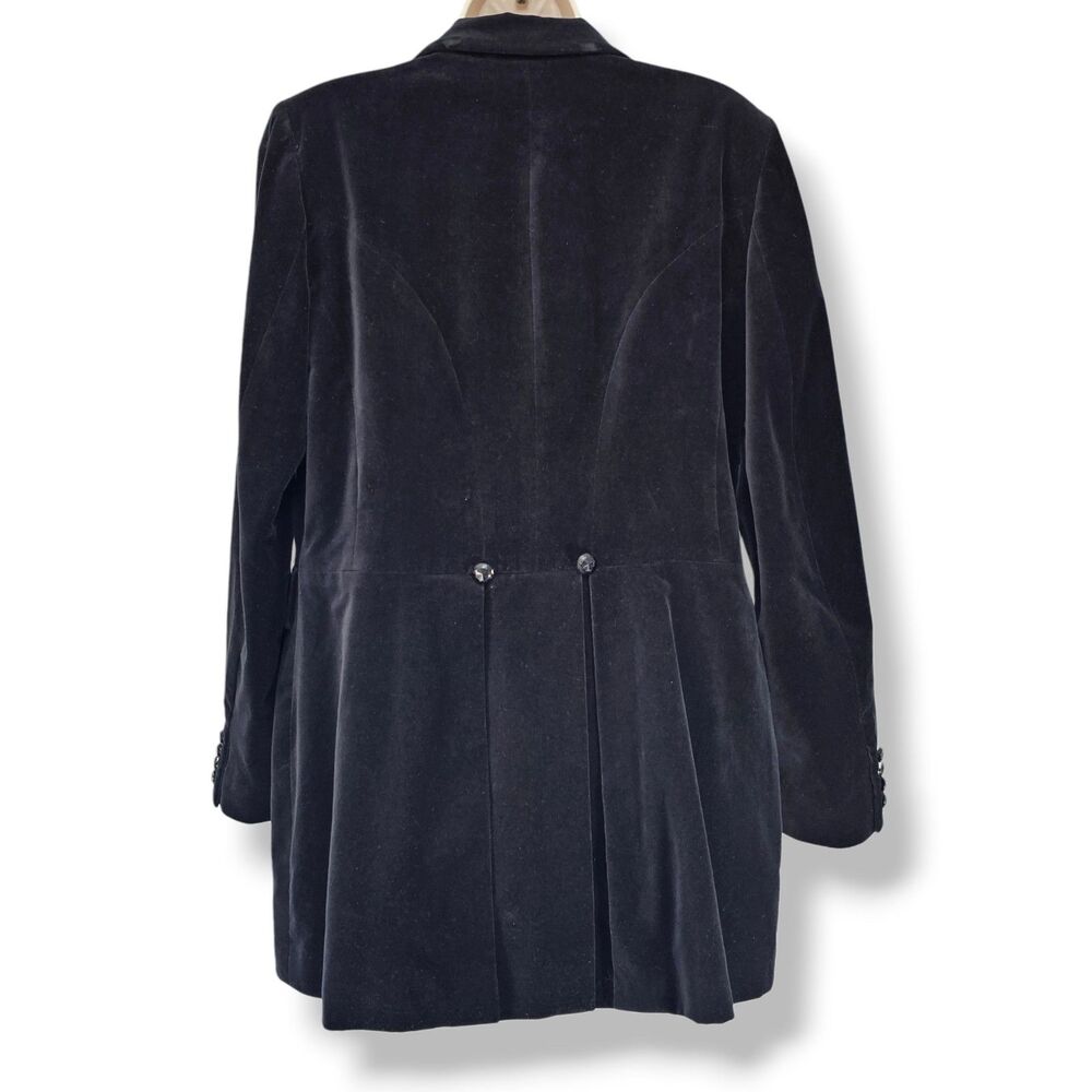 Lauren Ralph Lauren Black Velvet Blazer Size 14 Gothic Vampire Dark Academia - Picture 2 of 8